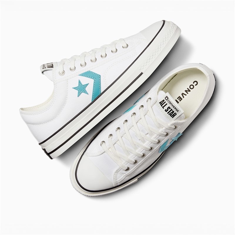 Converse Star Player 76 Ox Trainers White/Ocean Drip/Black - Image 4