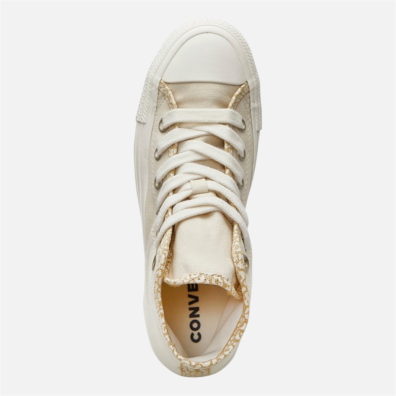 Converse Womens Chuck Taylor All Star Hi Leopard Trainers Natural Ivory/Light Gold/Egret - Image 4