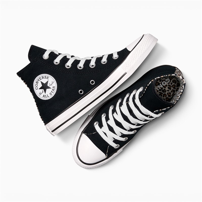 Converse Chuck Taylor All Star Hi Leopard Trainers Black/Coastal Dune/Egret - Image 4
