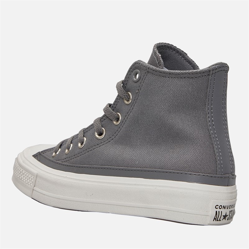 Converse Chuck Taylor All Star Hi Double Lace Trainers Sharkskin/Vintage White - Image 5