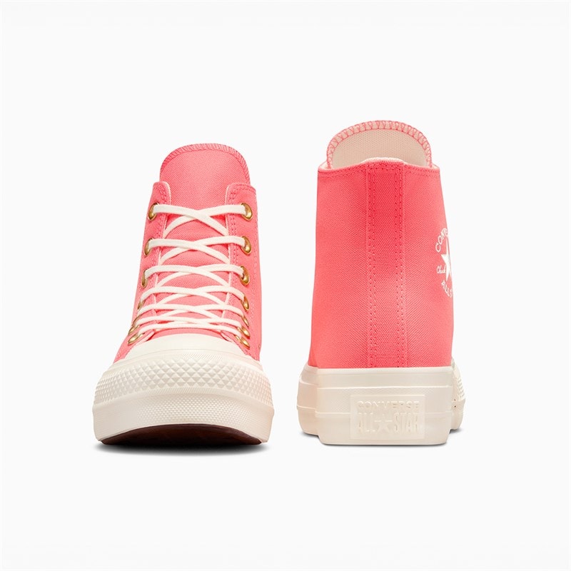 Converse Womens Chuck Taylor All Star Hi Lift Platform Trainers Watermelon Slushy/Egret/White - Image 3