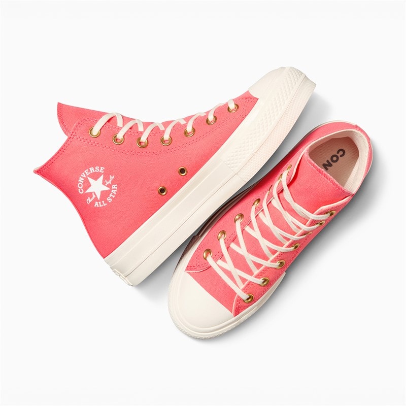 Converse Womens Chuck Taylor All Star Hi Lift Platform Trainers Watermelon Slushy/Egret/White - Image 4