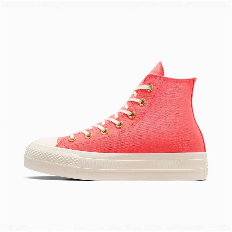 Converse Womens Chuck Taylor All Star Hi Lift Platform Trainers Watermelon Slushy/Egret/White - Image 5