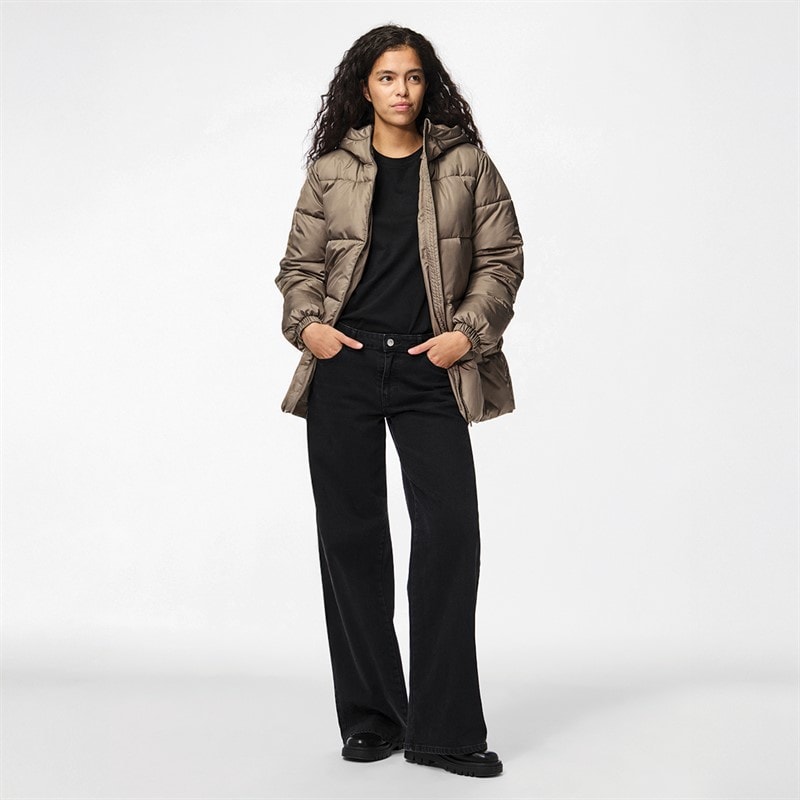 Pieces Womens Maddie Puffer Jacket Morel - Image 4