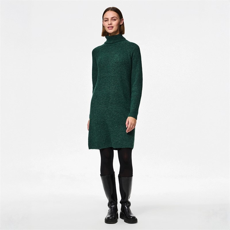 Pieces Womens Ellen High Neck Knitted Dress Trekking Green - Image 4