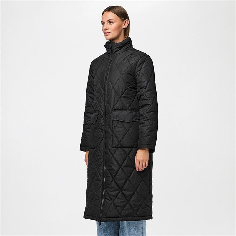 Pieces Womens Mailey Quilted Coat Black