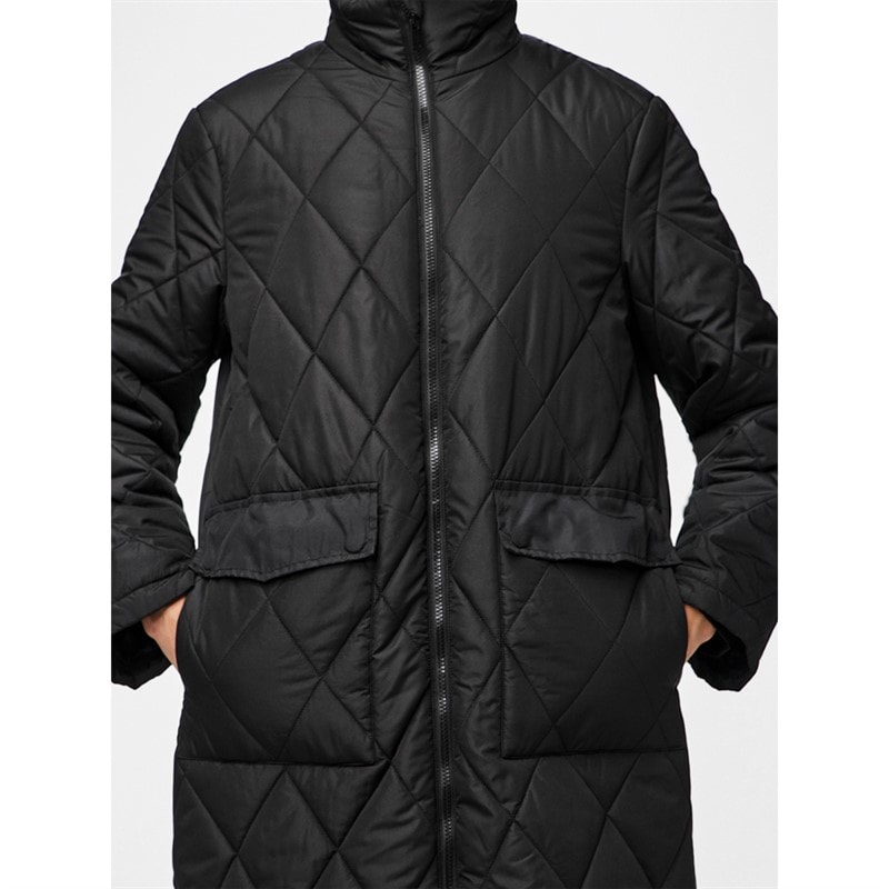 Pieces Womens Mailey Quilted Coat Black - Image 3
