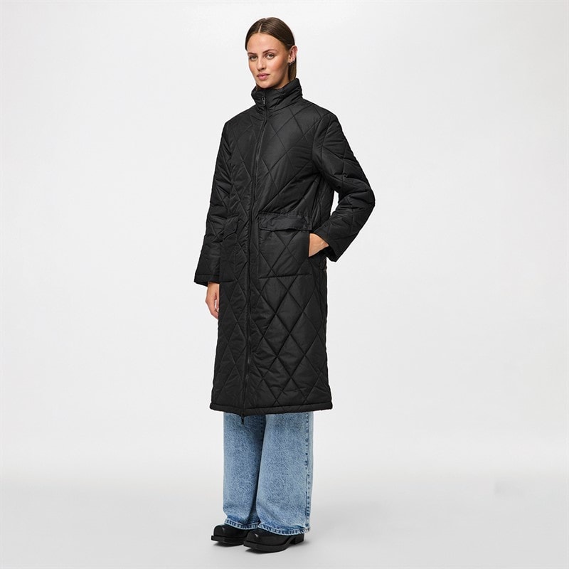 Pieces Womens Mailey Quilted Coat Black - Image 4