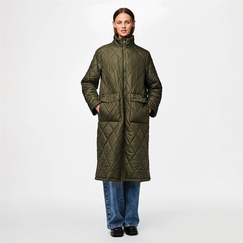 Pieces Womens Mailey Quilted Coat Forest Night