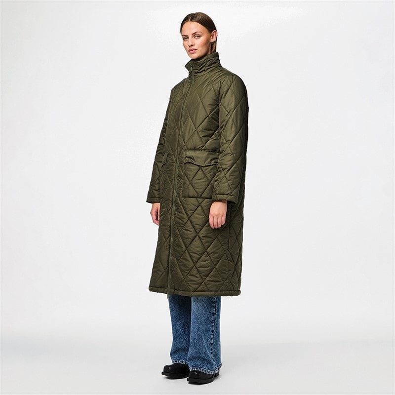 Pieces Womens Mailey Quilted Coat Forest Night - Image 4