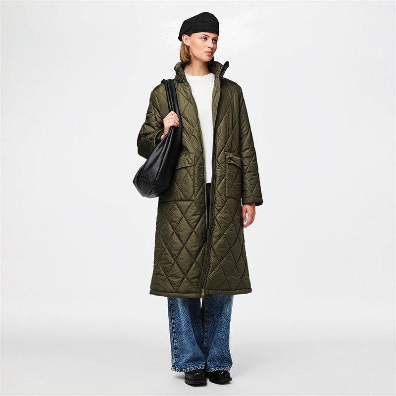 Pieces Womens Mailey Quilted Coat Forest Night - Image 5