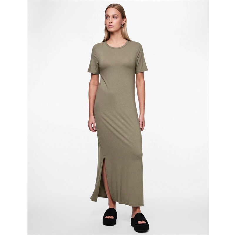 Pieces Womens Sofia Short Sleeve Maxi Dress Deep Lichen Green