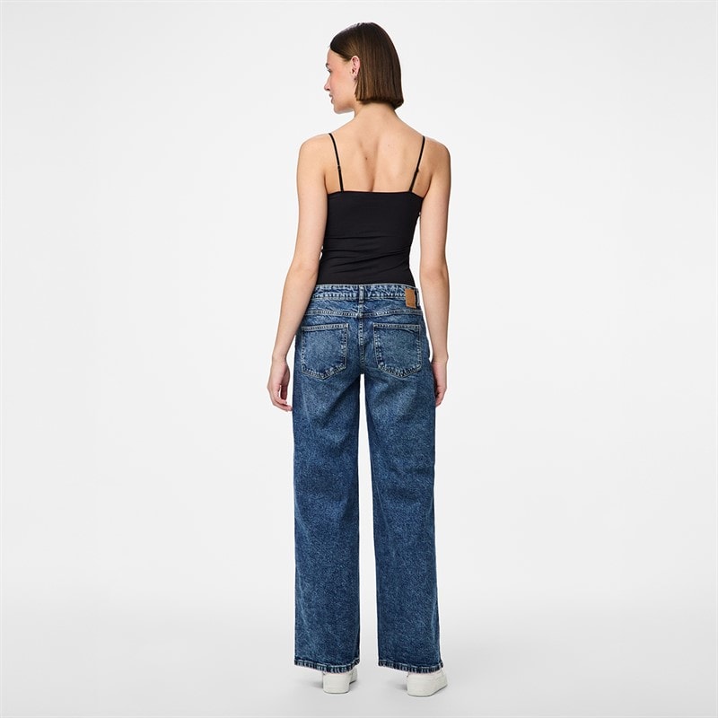 Pieces Womens Selma Wide Leg Jeans Medium Blue Denim - Image 3