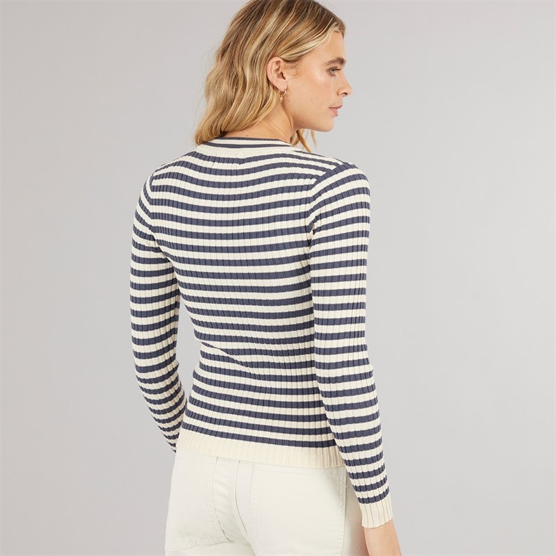 Pieces Womens Crista O Neck Knitted Jumper Ombre Blue - Image 2
