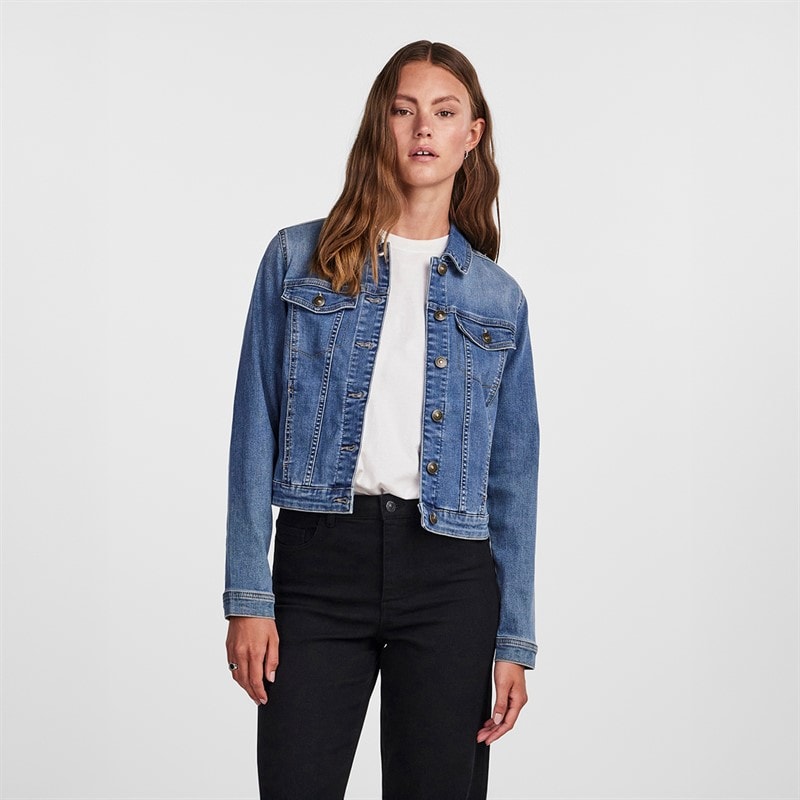 Pieces Womens Denim Jacket Medium Blue Denim