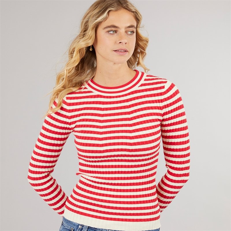 Pieces Womens Crista O Neck Knitted Jumper Lollipop