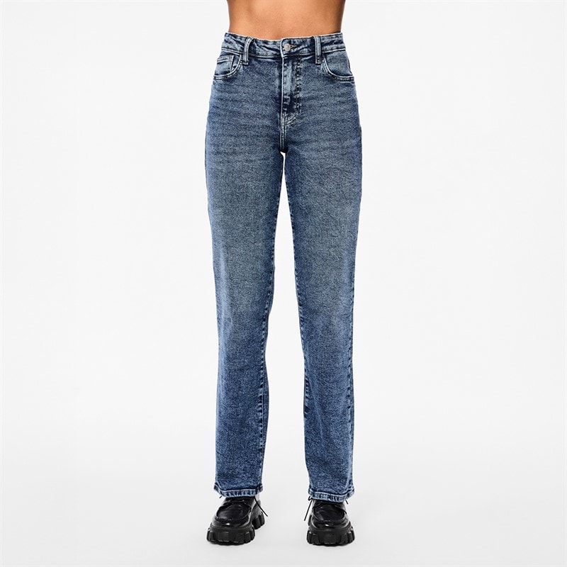 Pieces Womens Kelly Straight Leg Jeans Medium Blue Denim