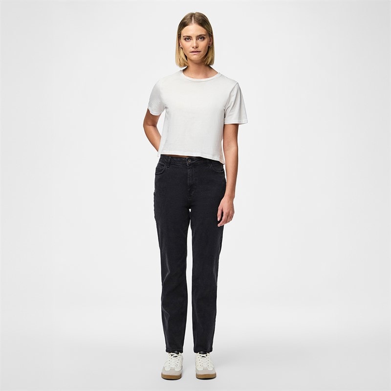 Pieces Womens Kesia Mom Jeans Black Denim - Image 2