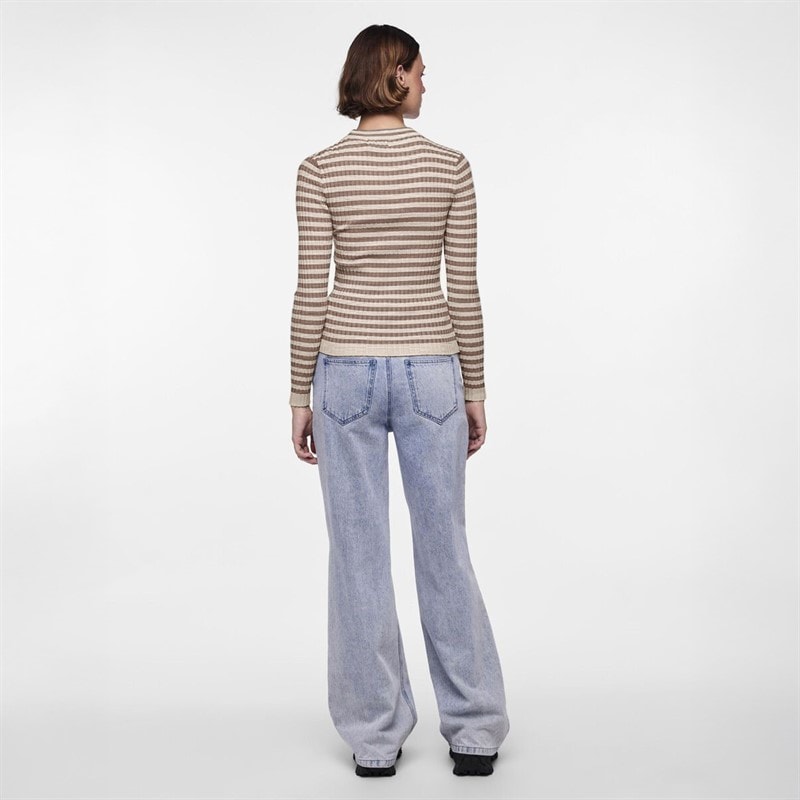 Pieces Womens Crista O Neck Knitted Jumper Fossil - Image 3