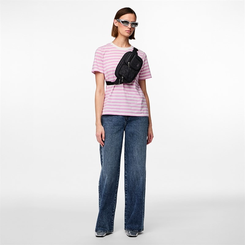 Pieces Womens Ria Striped T-Shirt Pastel Lavender - Image 2