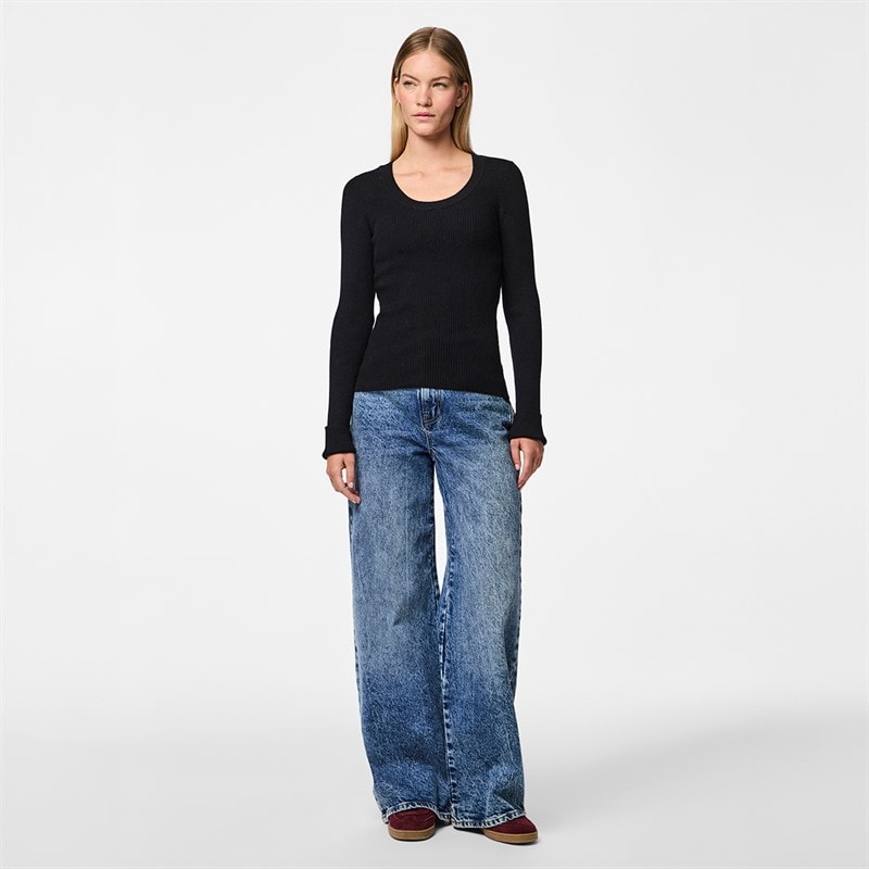 Pieces Womens Mira Knit Top Black - Image 2