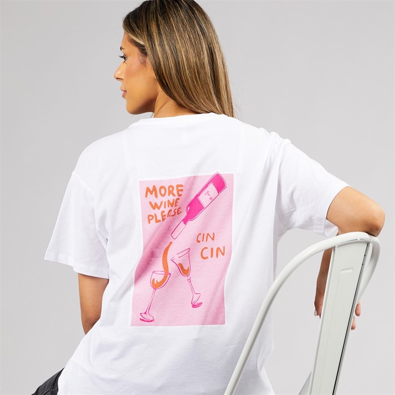 Pieces Womens Oversized Graphic T-Shirt White Wine - Image 1