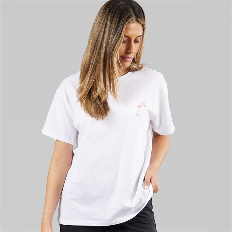 Pieces Womens Oversized Graphic T-Shirt White Wine - Image 2