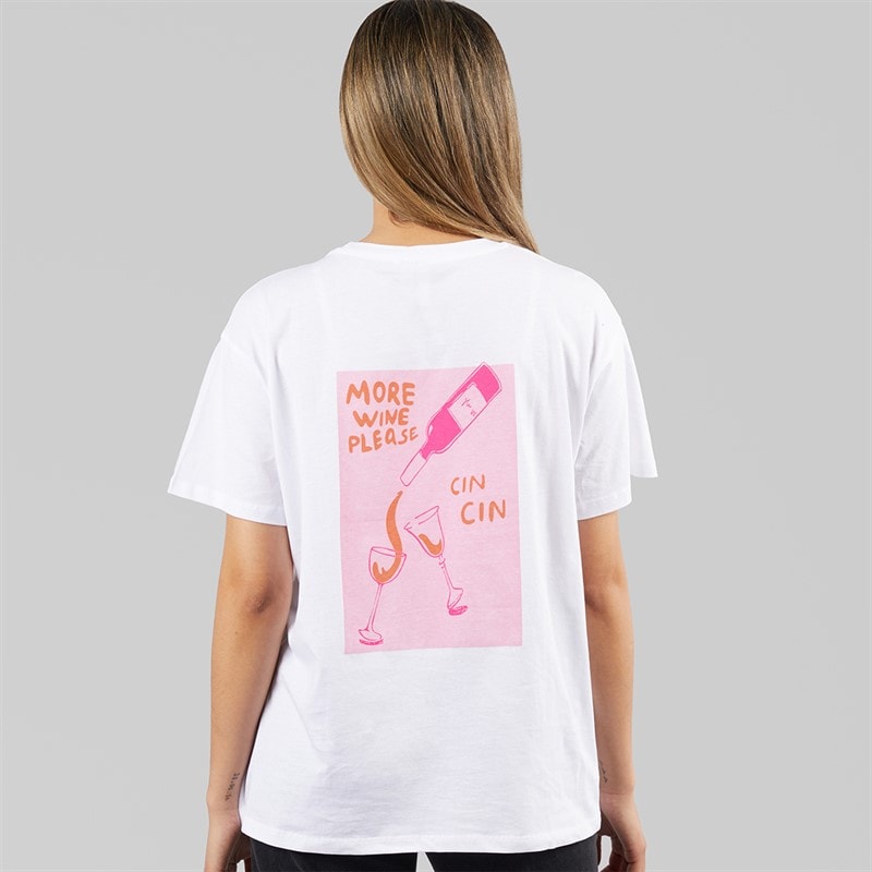 Pieces Womens Oversized Graphic T-Shirt White Wine - Image 3