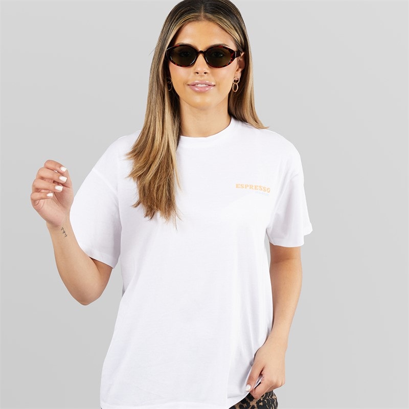 Pieces Womens Oversized Graphic T-Shirt White Espresso White Espresso - Image 2