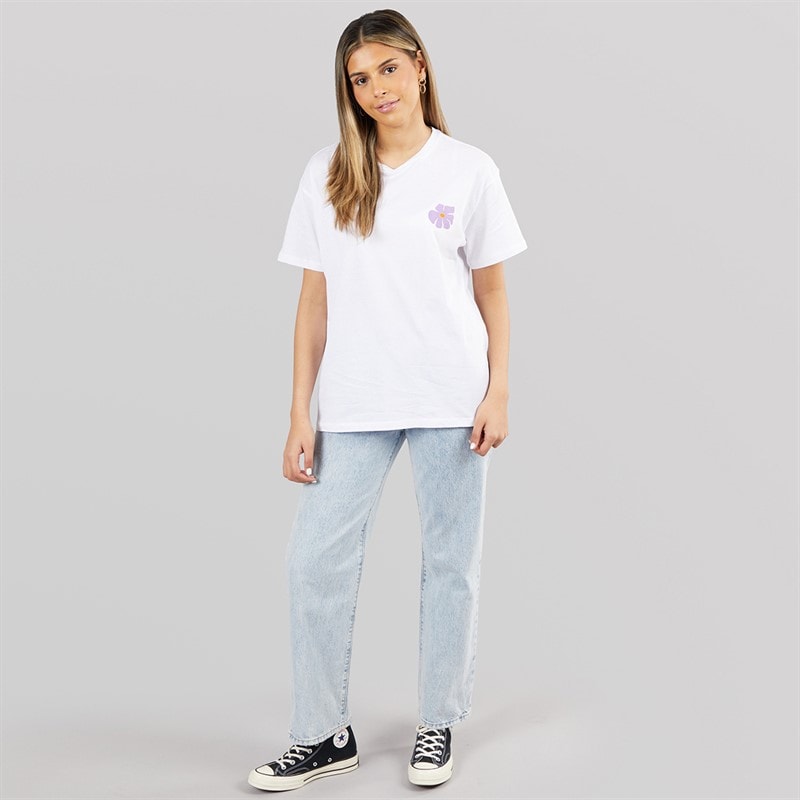 Pieces Womens Oversized Graphic T-Shirt White Flower - Image 4