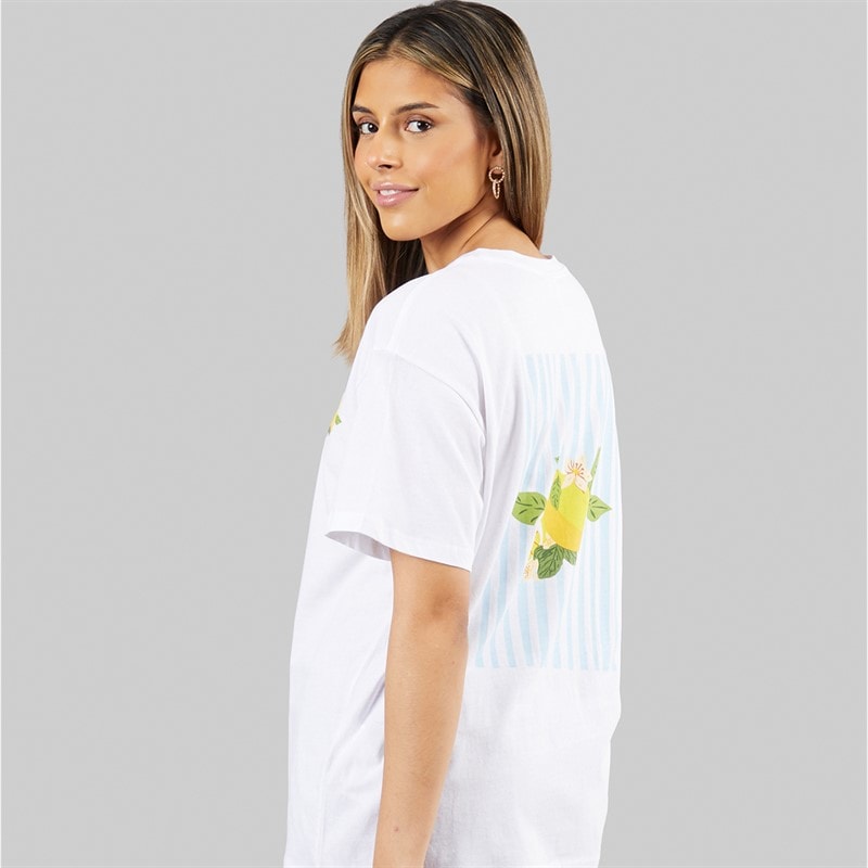 Pieces Womens Oversized Graphic T-Shirt White Lemon - Image 1