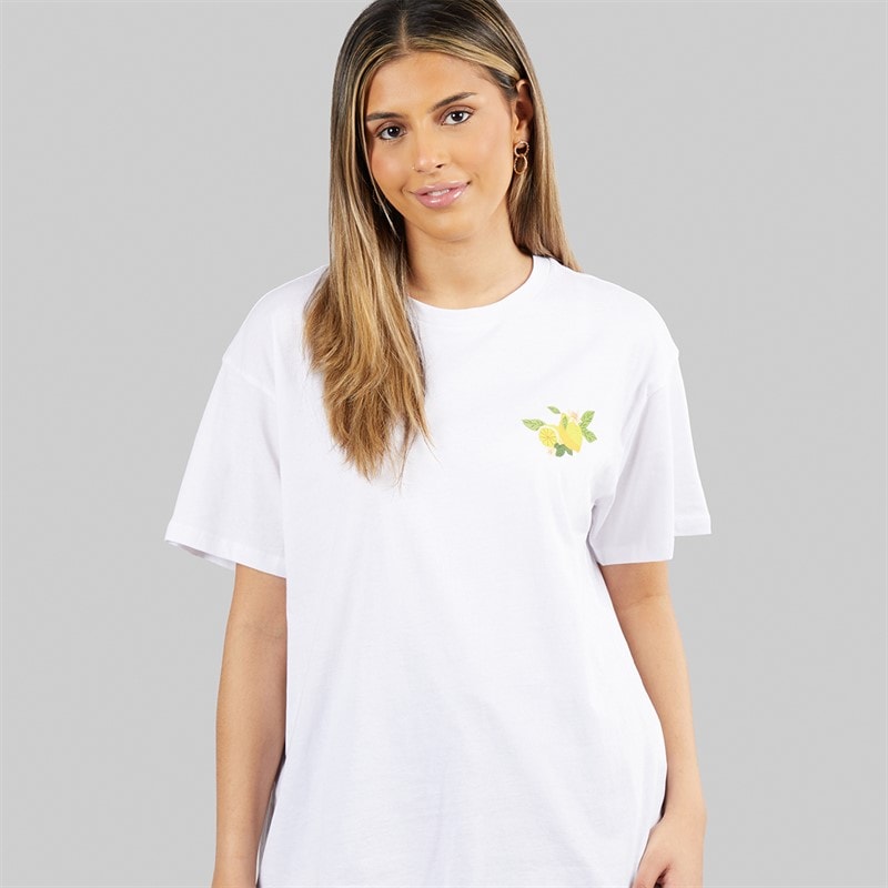 Pieces Womens Oversized Graphic T-Shirt White Lemon - Image 2