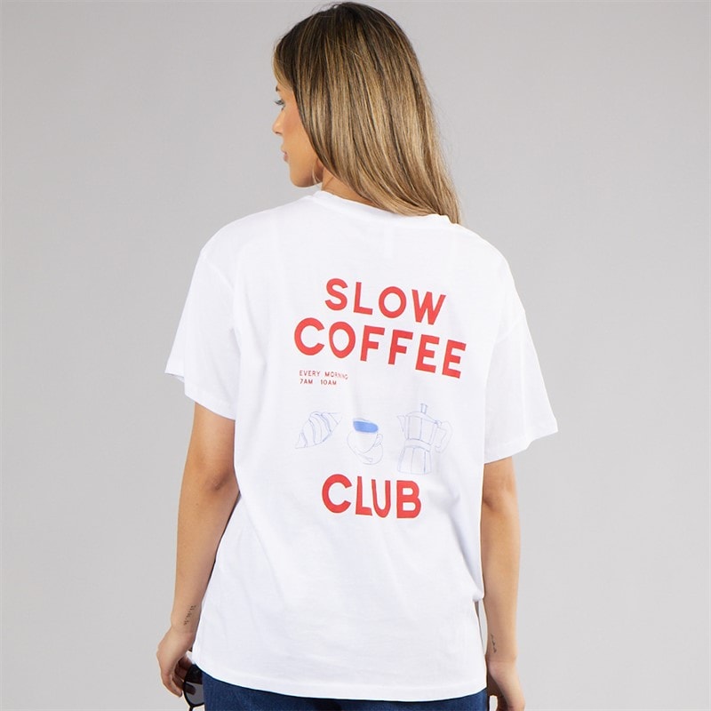 Pieces Womens Oversized Graphic T-Shirt White Coffee - Image 3