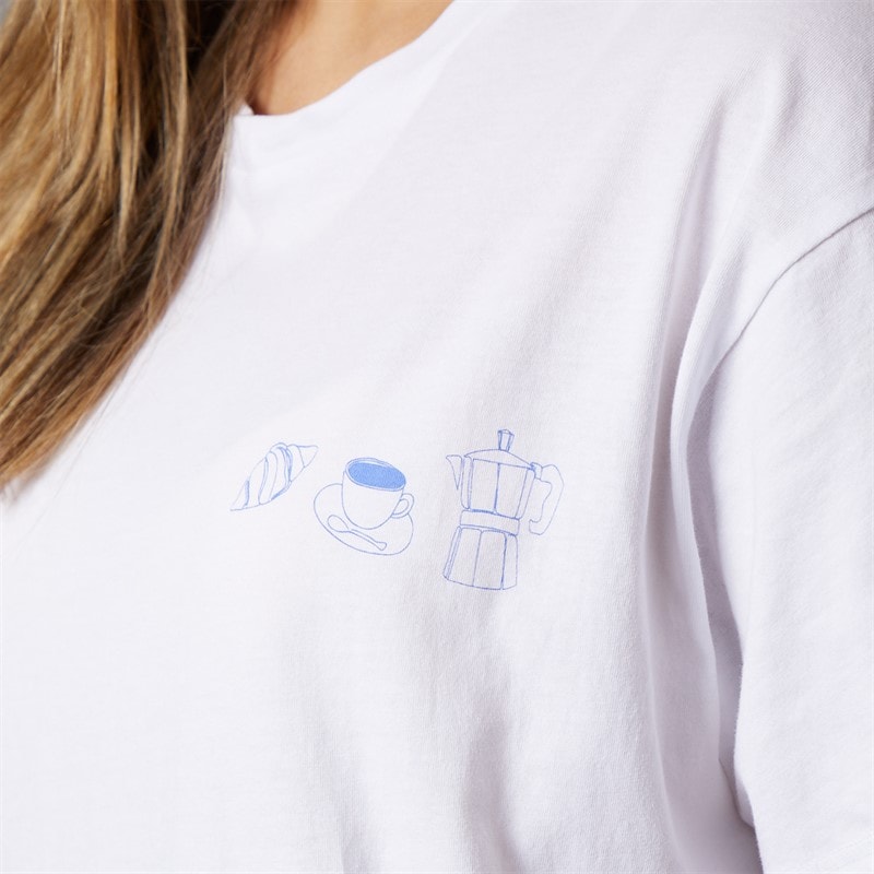Pieces Womens Oversized Graphic T-Shirt White Coffee - Image 5