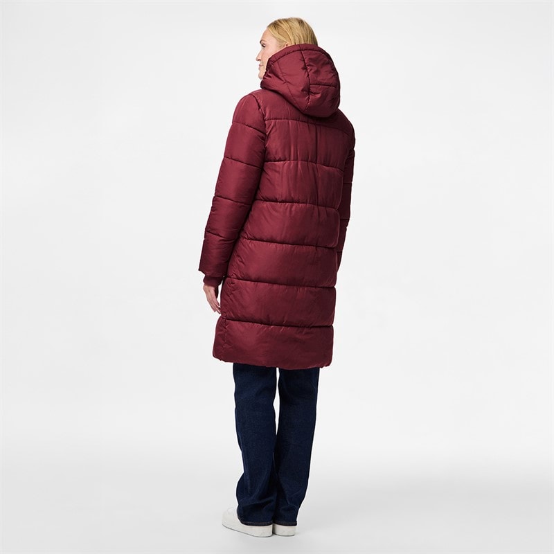 Pieces Womens Janni Long Puffer Jacket Tawny Port - Image 2