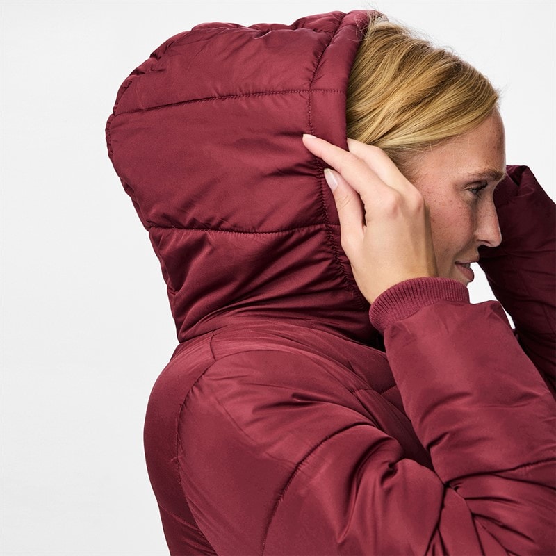 Pieces Womens Janni Long Puffer Jacket Tawny Port - Image 3