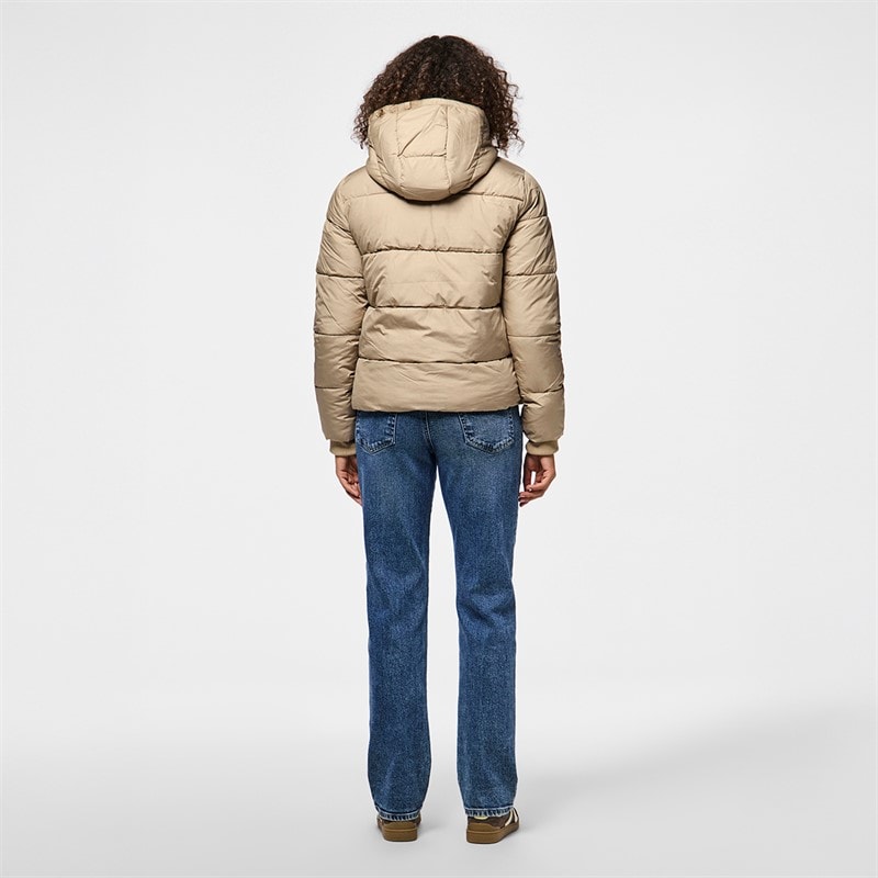 Pieces Womens Janni Short Puffer Jacket Silver Mink - Image 2