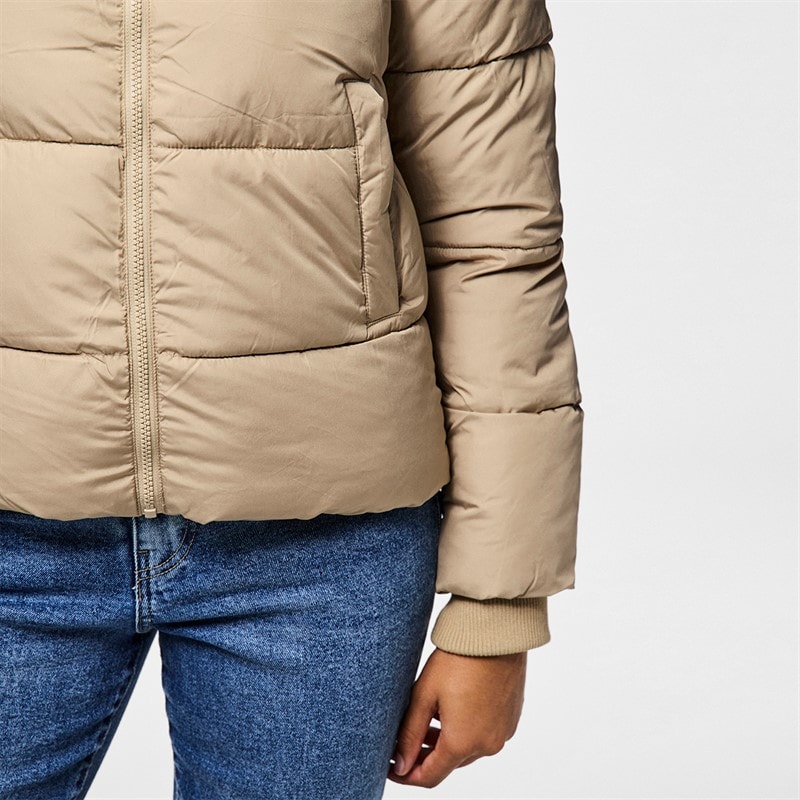 Pieces Womens Janni Short Puffer Jacket Silver Mink - Image 3