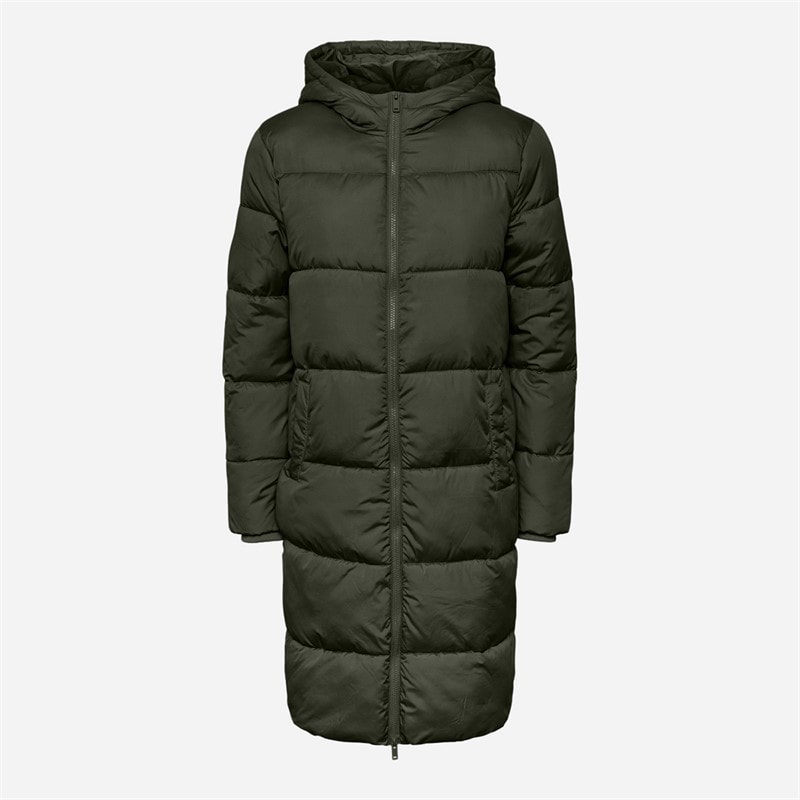 Pieces Womens Janni Long Puffer Jacket Forest Night