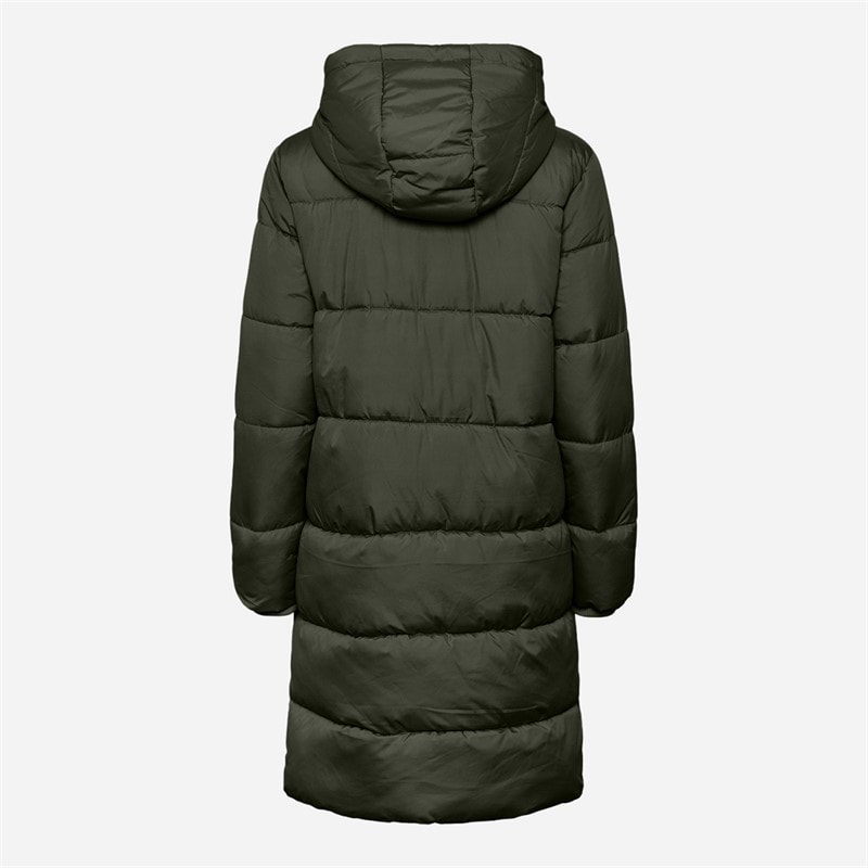 Pieces Womens Janni Long Puffer Jacket Forest Night - Image 2