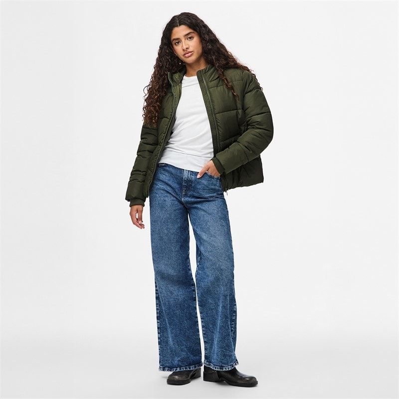 Pieces Womens Janni Short Puffer Jacket Forest Night - Image 4