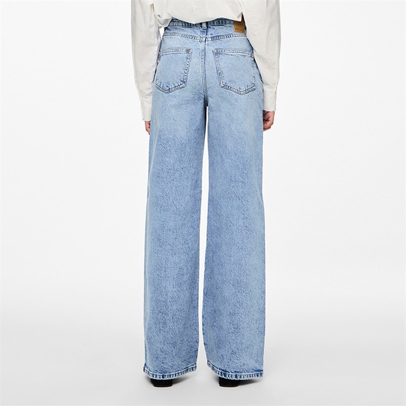 Pieces Womens Selma Wide Leg Jeans Light Blue Denim - Image 2