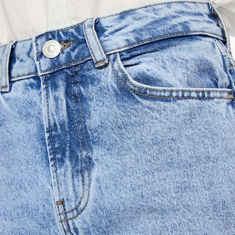 Pieces Womens Selma Wide Leg Jeans Light Blue Denim - Image 3