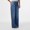Pieces Womens Selma Wide Leg Jeans Medium Blue Denim