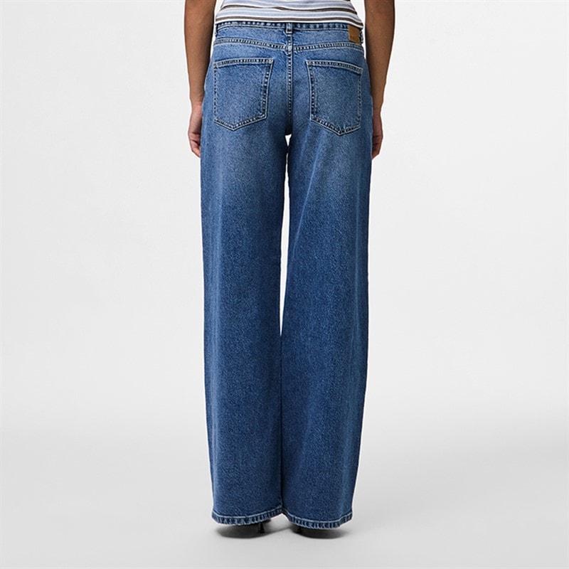 Pieces Womens Selma Wide Leg Jeans Medium Blue Denim - Image 2