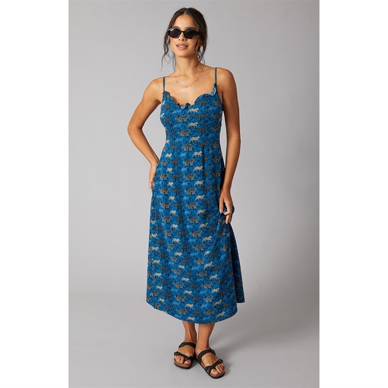 Pieces Womens Slip Ankle Dress French Blue Leopards - Image 4