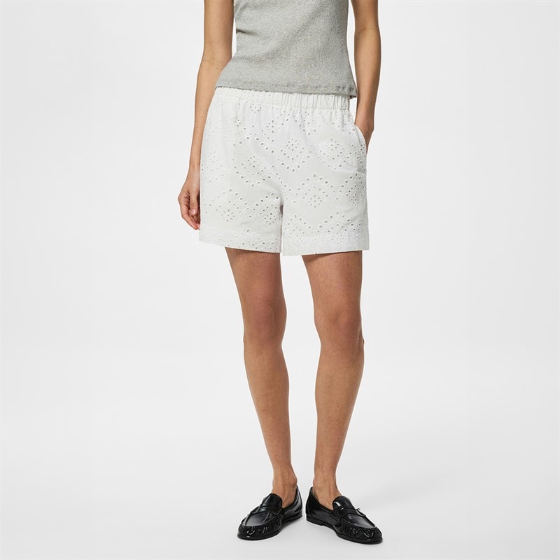 Pieces Womens Vilde Woven Shorts Bright White
