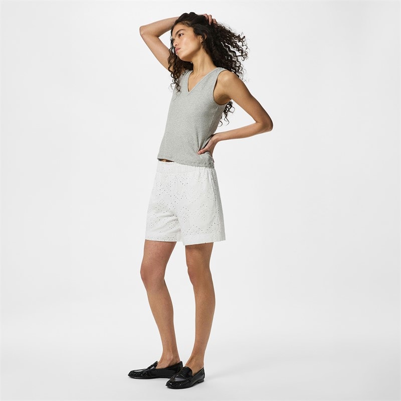 Pieces Womens Vilde Woven Shorts Bright White - Image 3