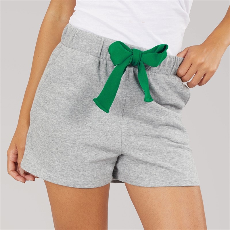 Pieces Womens Chilli String Shorts Light Grey Melange - Image 3