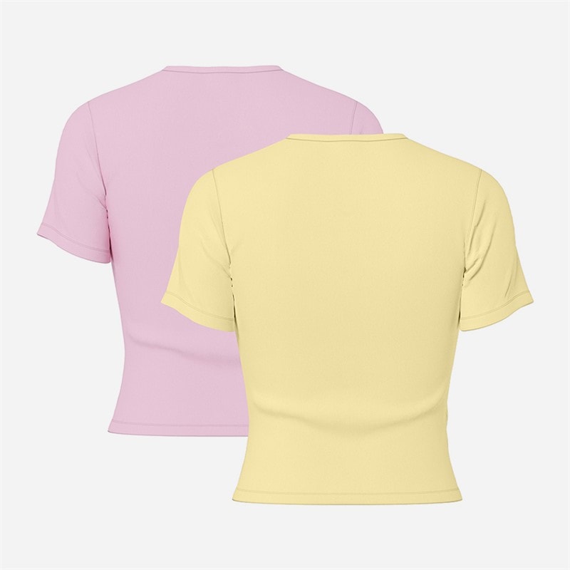 Pieces Womens Amira Two Pack T-Shirts Pink/Yellow - Image 2